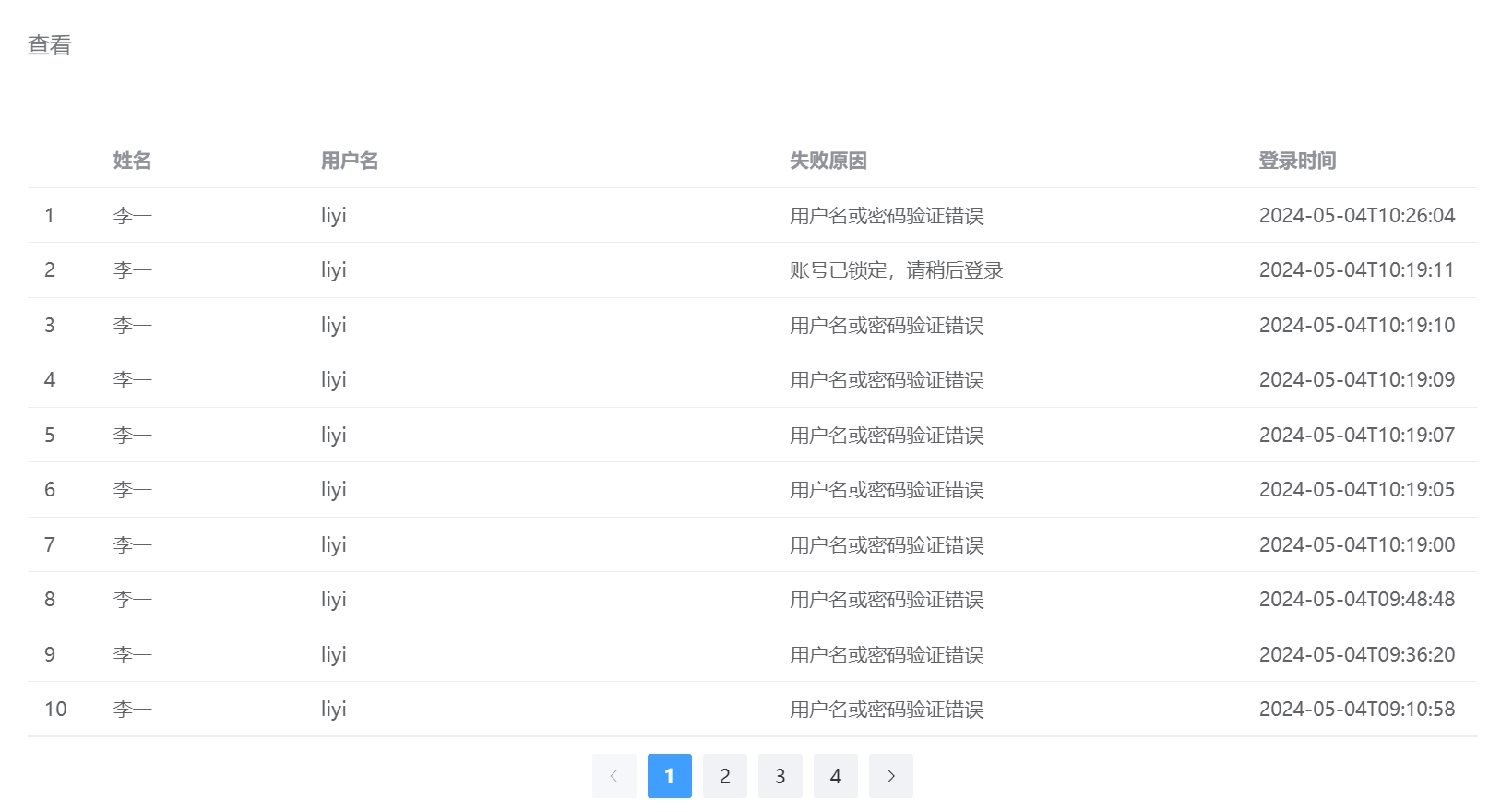 登录失败详细信息